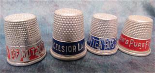 LARGE MIXED LOT OF 48 VINTAGE THIMBLES-MIXED METALS AND PLASTIC-SOME ADVERTISING